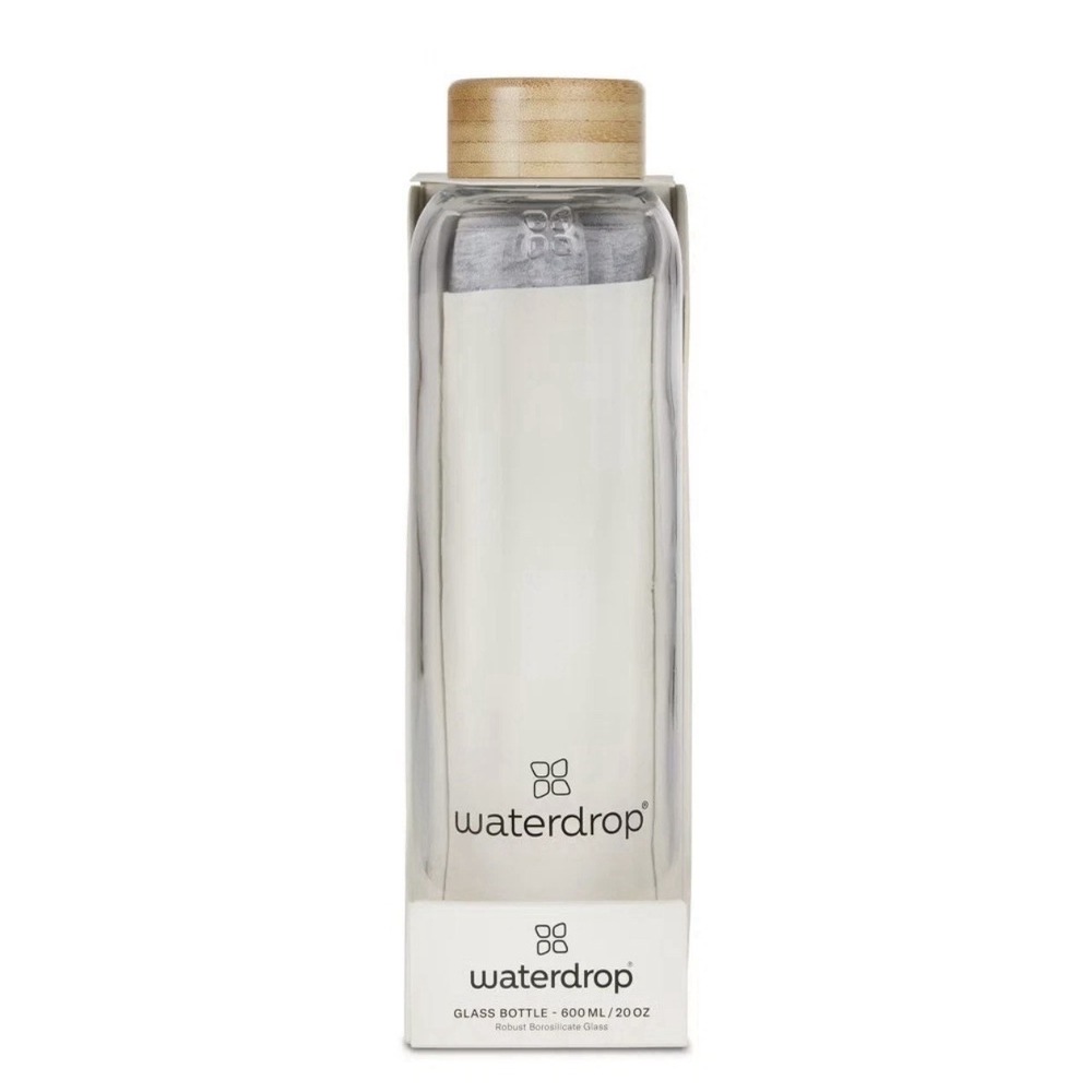 NWT Waterdrop Microdrinks 20oz Clear Glossy Transparent Water Bottle W Sleeve - Picture 2 of 9